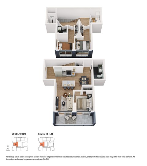 Floor plan for 3 beds, 2 baths, 1060 sqft